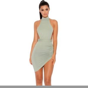 Sage Green Halterneck Mini Dress